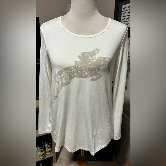 Chestnut Bay NWOT Spirit Discipline Long Sleeve Tee w/ showjumping horse graphic - Picture 1 of 6